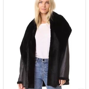 Vince Double faced Shearling Cardigan Coat black